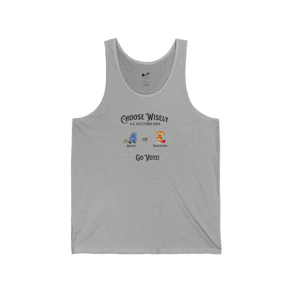 'Choose Wisely- U.S. Elections 2024...Karamel  or  Mushtroomp...Go Vote!' Unisex Jersey Tank.