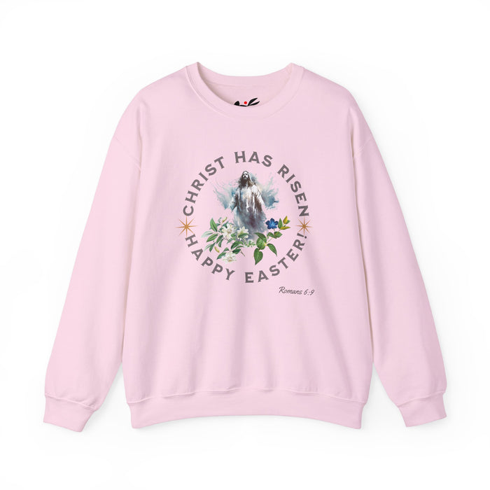 ' "Christ has Risen" Happy Easter!' Romans 6:9 Easter Themed Unisex Crewneck Sweatshirt -
