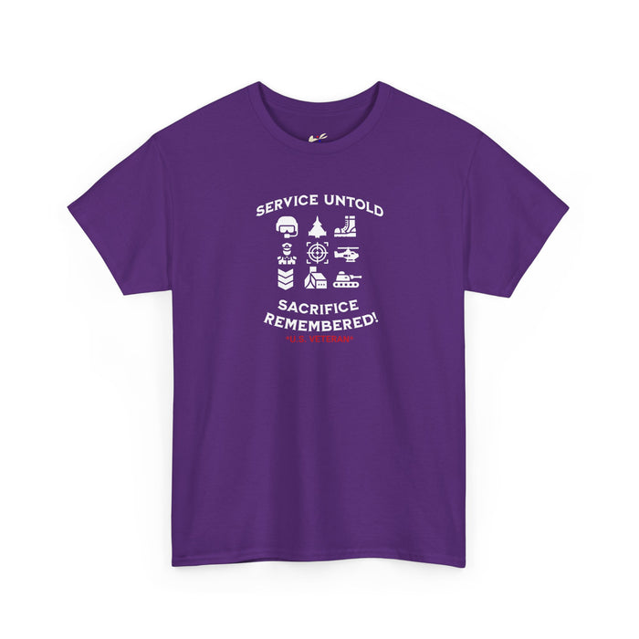 'Service Untold, Sacrifice Remembered! -U.S. Veteran-'  Unisex Cotton Tee.