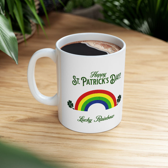 'Happy St. Patrick's Day...Lucky Rainbow' White Ceramic Mug 11oz.