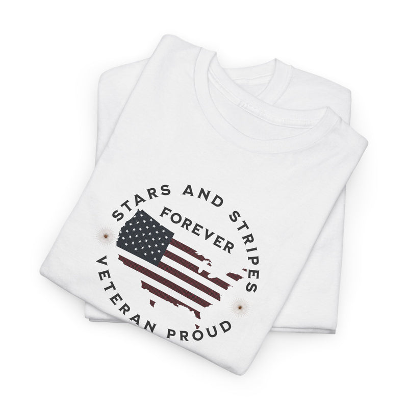 ' Stars and Stripes Forever -Veteran Proud-'. Unisex Heavy Cotton Tee.