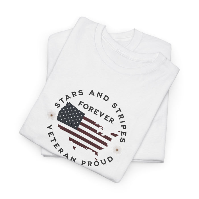 ' Stars and Stripes Forever -Veteran Proud-'. Unisex Heavy Cotton Tee.