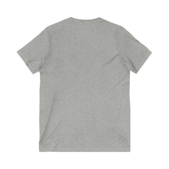 Gather and Give Thanks with Friends and Family' Unisex Jersey Short Sleeve V-Neck Tee.