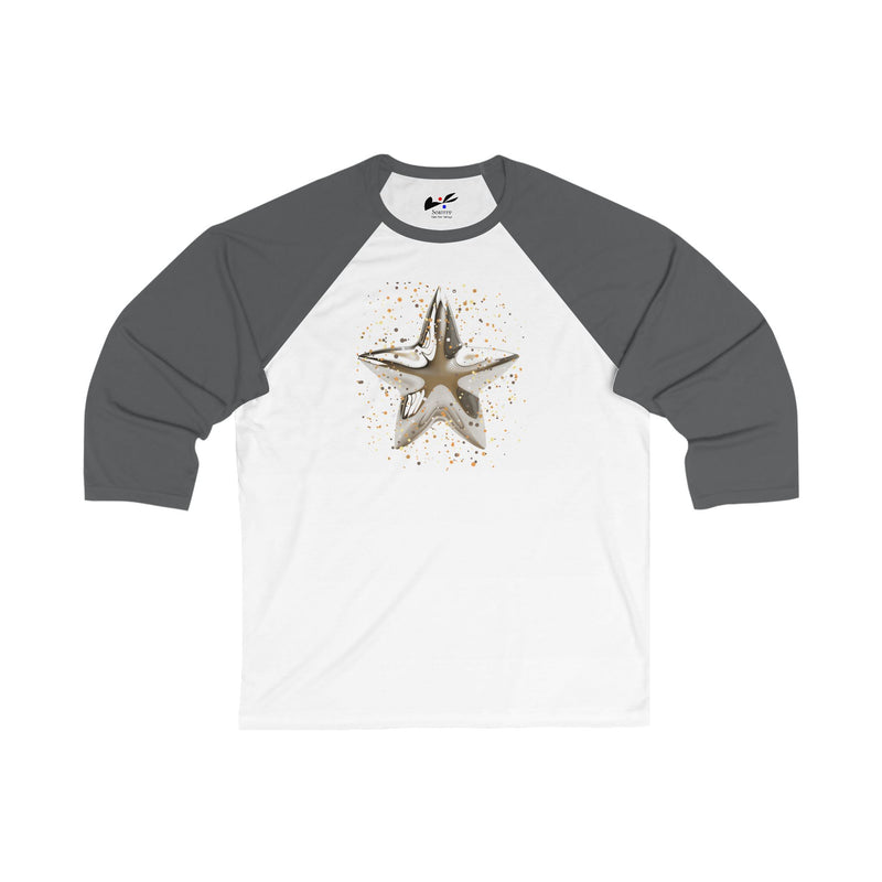 'Christmas Star Image' Unisex 3\4 Sleeve Baseball Tee.