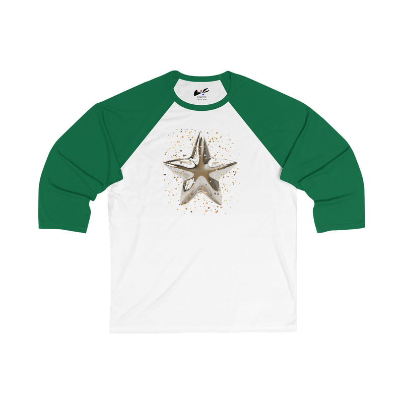 'Christmas Star Image' Unisex 3\4 Sleeve Baseball Tee.