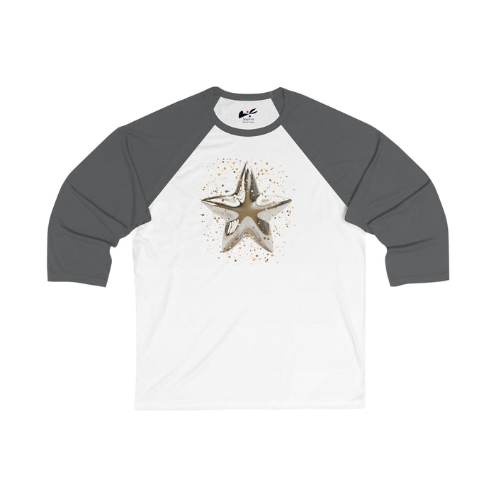 'Christmas Star Image' Unisex 3\4 Sleeve Baseball Tee.