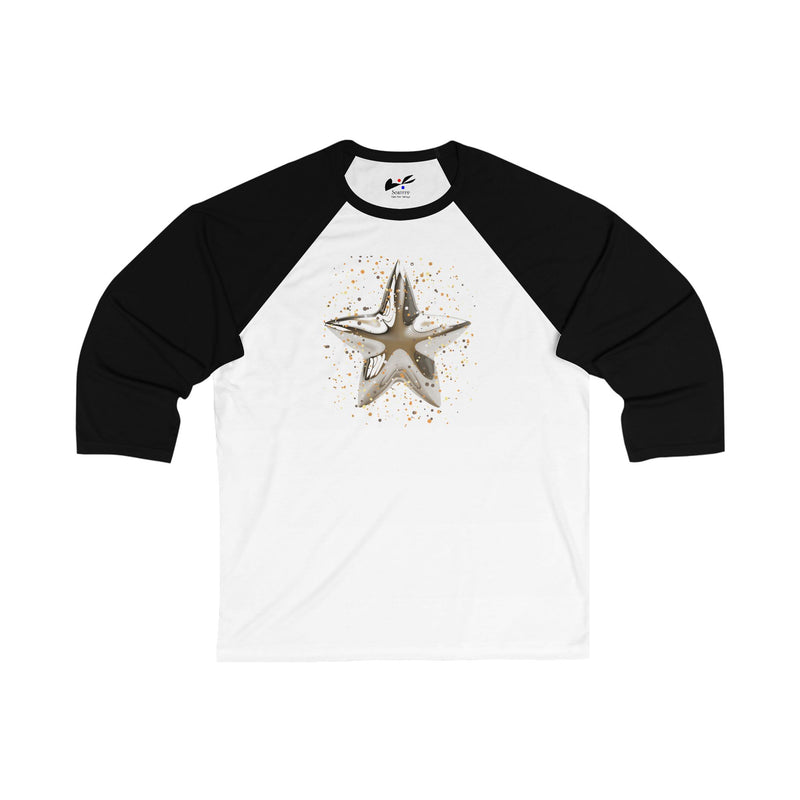'Christmas Star Image' Unisex 3\4 Sleeve Baseball Tee.