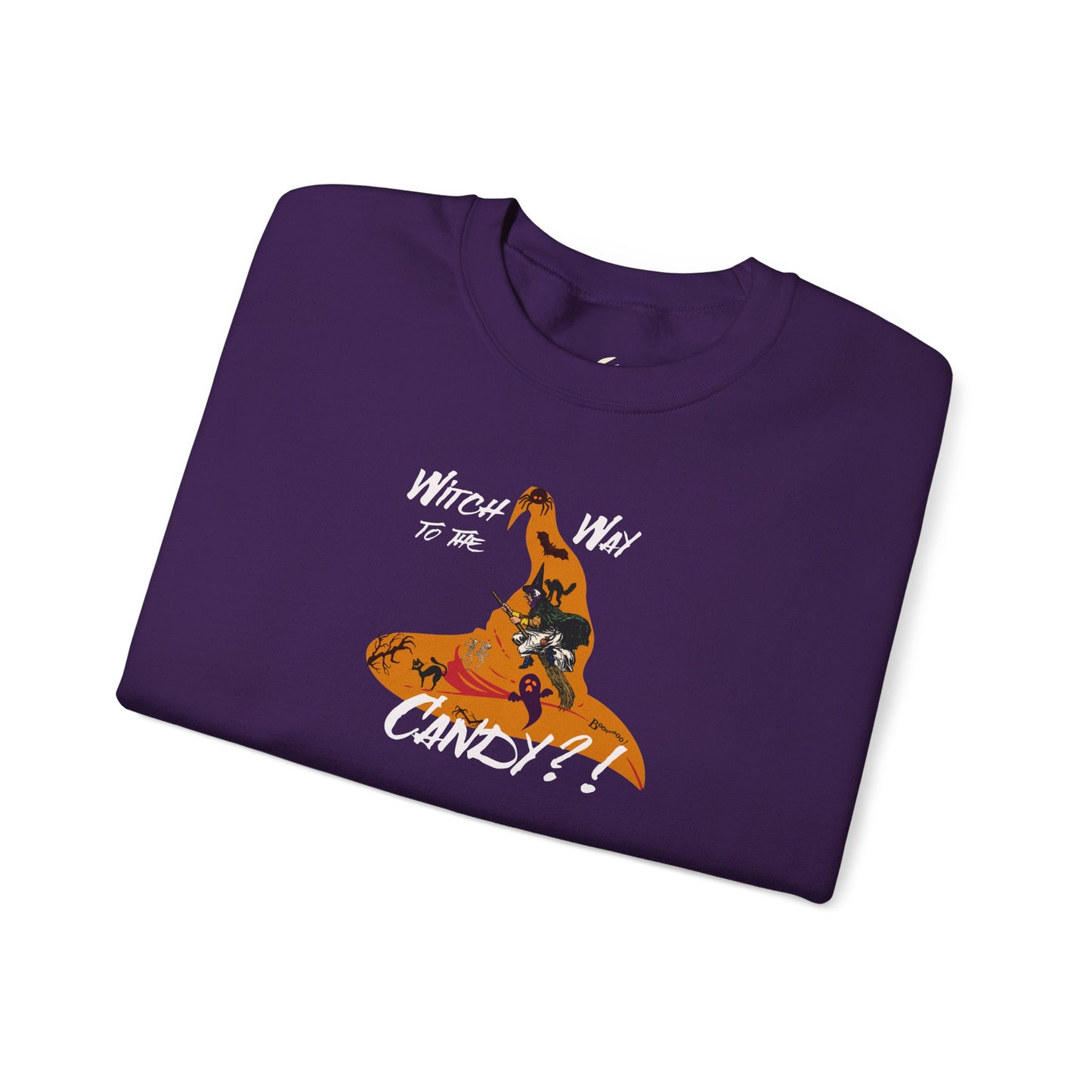 'Witch way to the Candy?!' Unisex Heavy Blend™ Crewneck Sweatshirt.