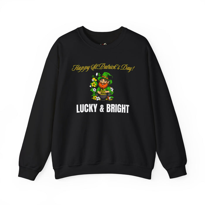'Happy St. Patrick's Day! Lucky & Bright' Unisex Heavy Blend™ Crewneck Sweatshirt.