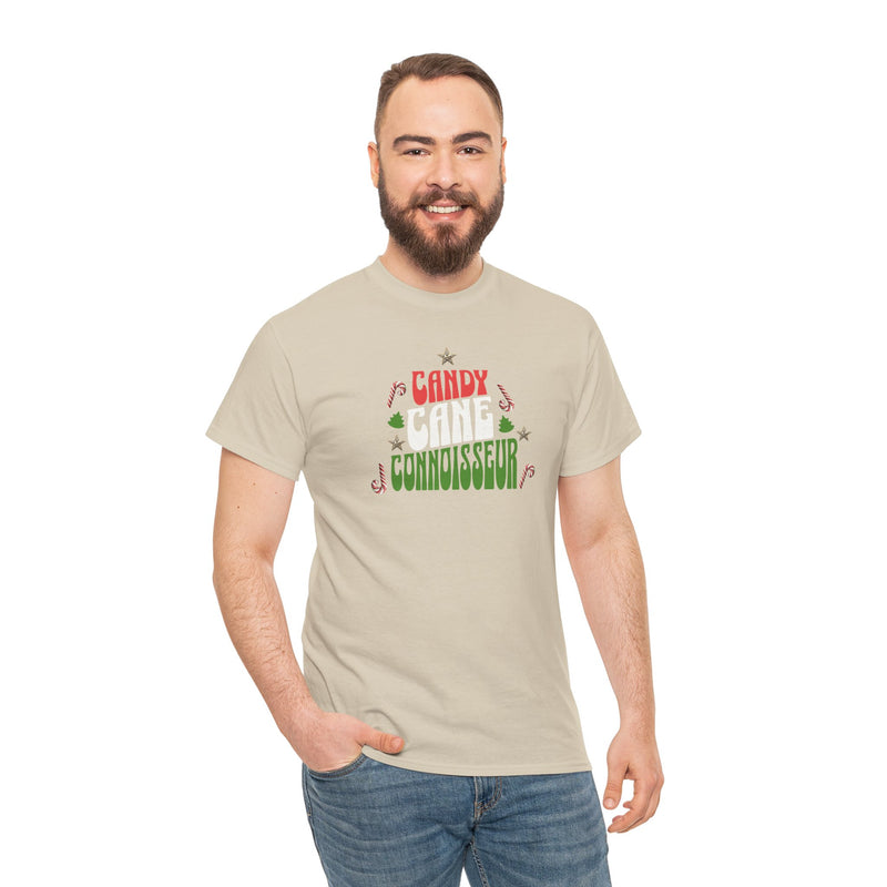 'Candy Cane Connoisseur' Unisex Heavy Cotton Tee.