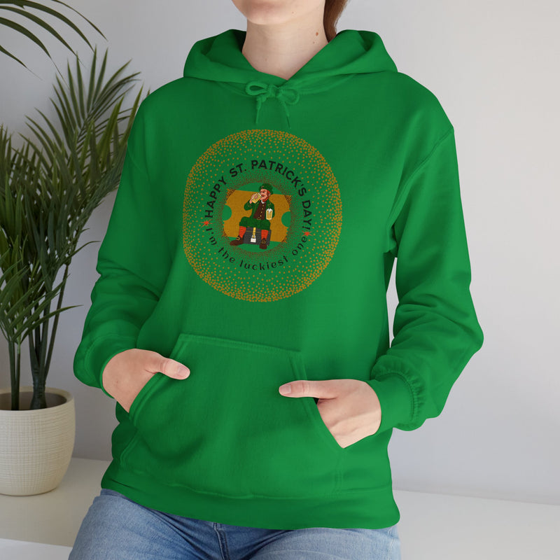 'Happy St. Patrick's Day! I am the luckiest one!' Unisex Heavy Blend™ Hooded Sweatshirt.