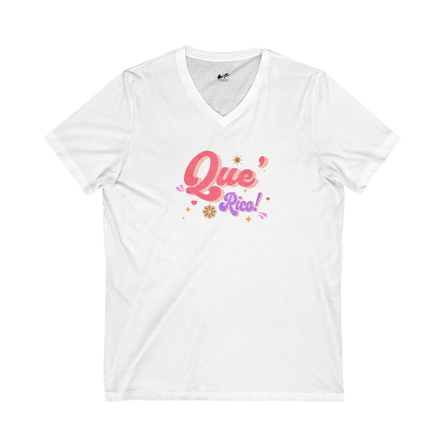 'Que Rico!' Unisex Jersey Short Sleeve V-Neck Tee.