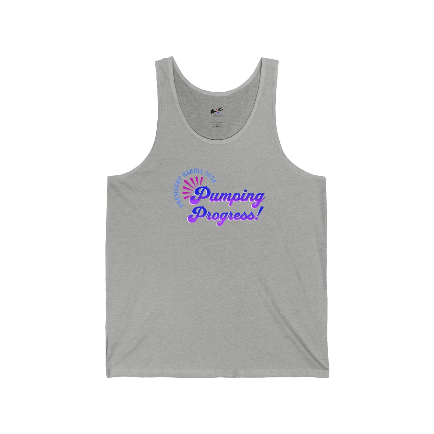 'President Harris 2024. Pumping Progress!' Unisex Jersey Tank.