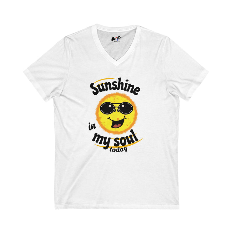 'Sunshine in my Soul Today' Unisex Jersey Short Sleeve V-Neck Tee.