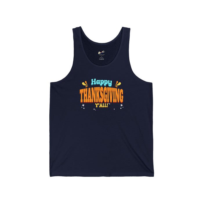 'Happy Thanksgiving, Y'all' Unisex Jersey Tank.