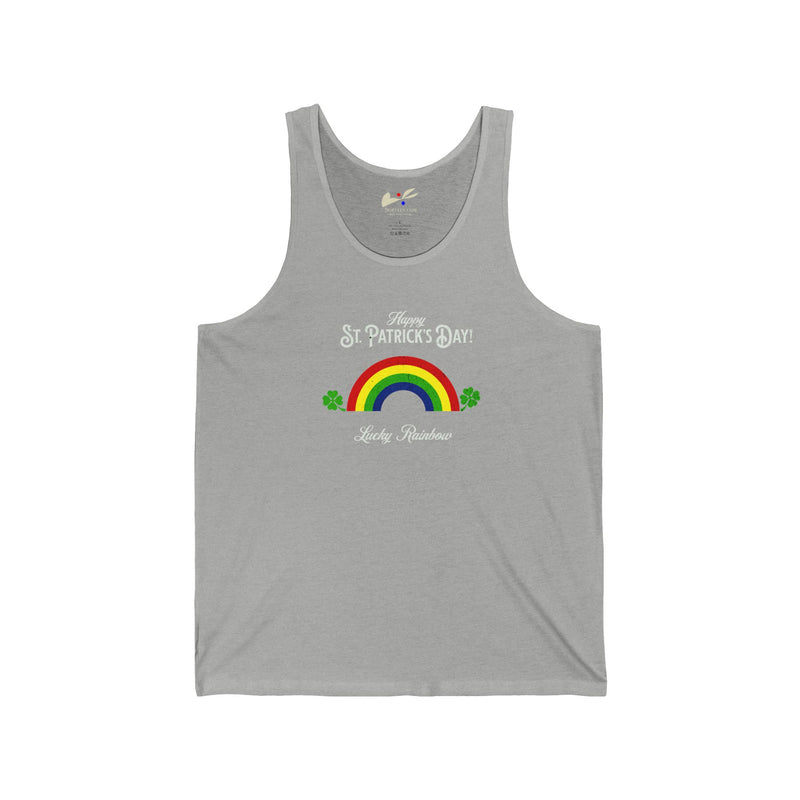 'Happy St. Patrick's Day! Lucky Rainbow' Unisex Jersey Tank.