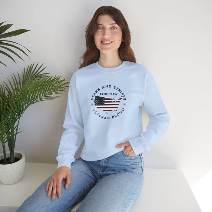 'Stars and Stripes Forever -Veteran Proud-'  Unisex Heavy Blend™ Crewneck Sweatshirt.