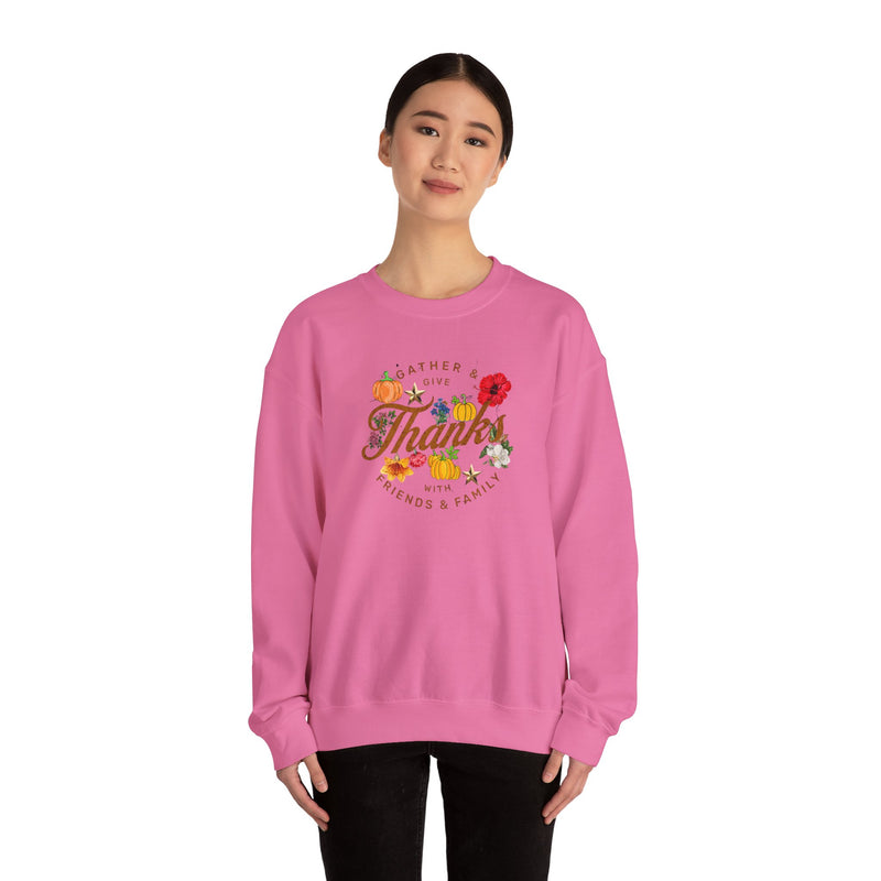 'Gather and Give Thanks with Friends and Family' Unisex Heavy Blend™ Crewneck Sweatshirt.