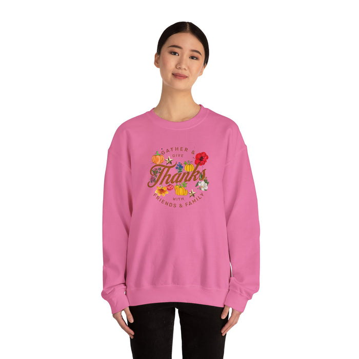 'Gather and Give Thanks with Friends and Family' Unisex Heavy Blend™ Crewneck Sweatshirt.