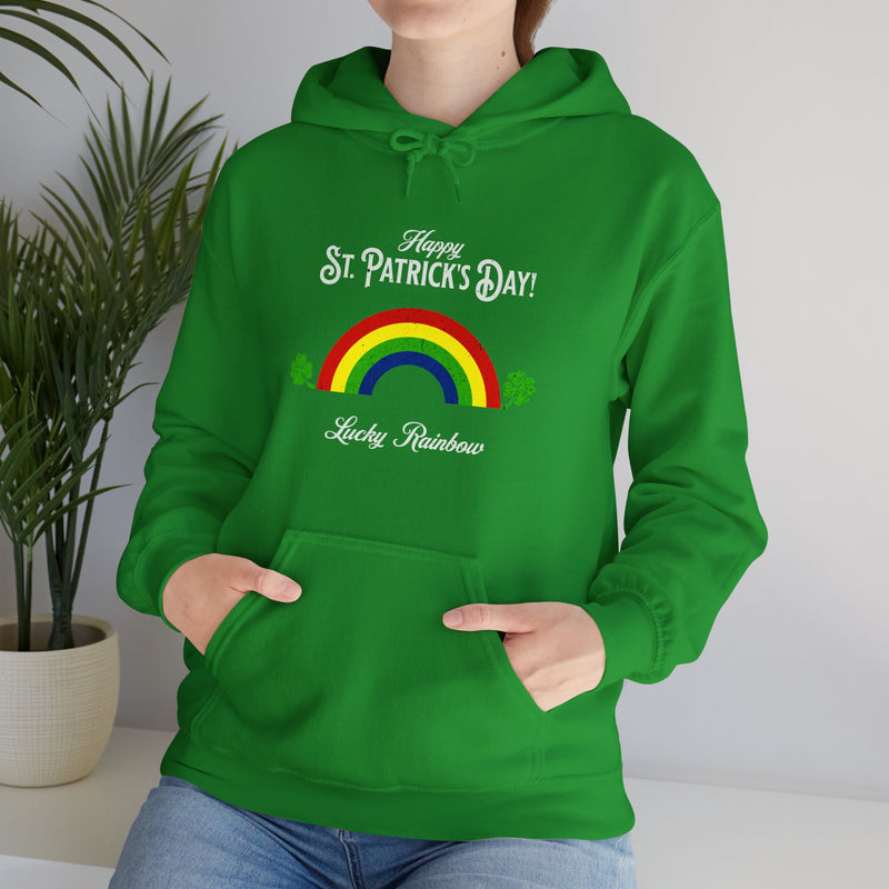 'Happy St. Patrick's Day!...Lucky Rainbow!' Unisex Heavy Blend™ Hooded Sweatshirt.
