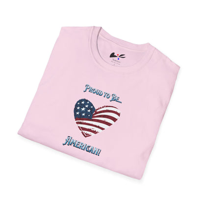 'Proud To Be...American!' Unisex Softstyle T-Shirt.