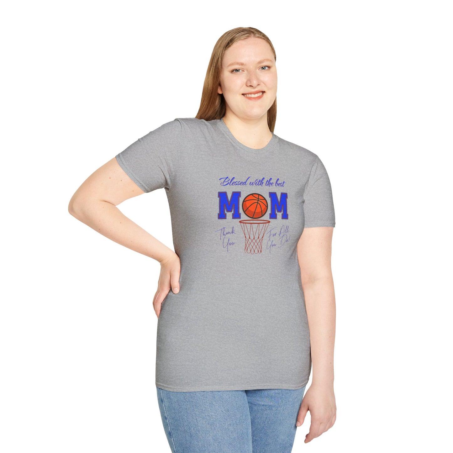 'Blessed with The Best Mom, Thank You For All You Do! Unisex Softstyle T-Shirt.