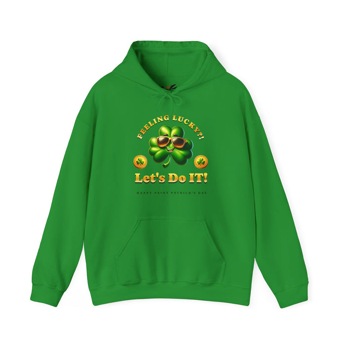 'Feeling Lucky?! Let's Do It! Happy Saint Patrick's Day' Unisex Heavy Blend™ Hooded Sweatshirt.