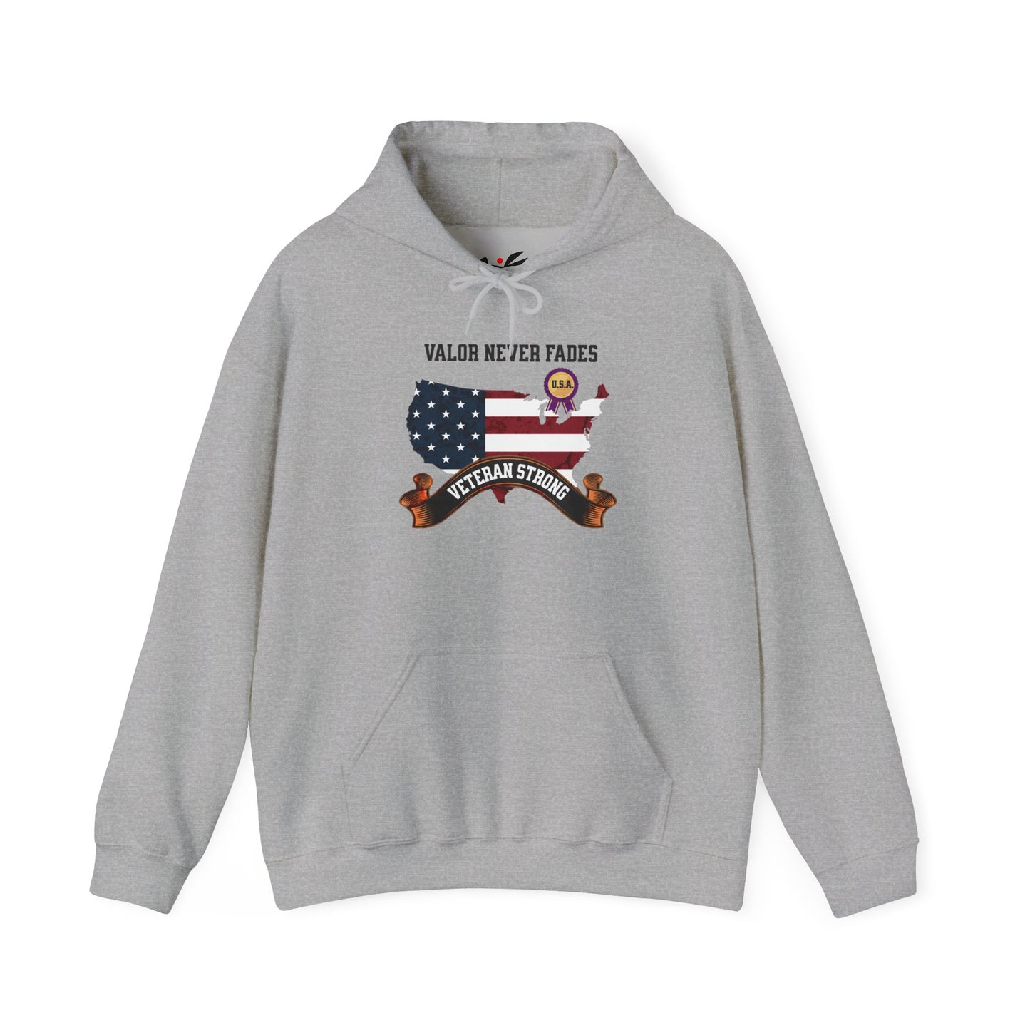 'Valor Never Fades, Veteran Strong' Unisex Heavy Blend™ Hooded Sweatshirt.