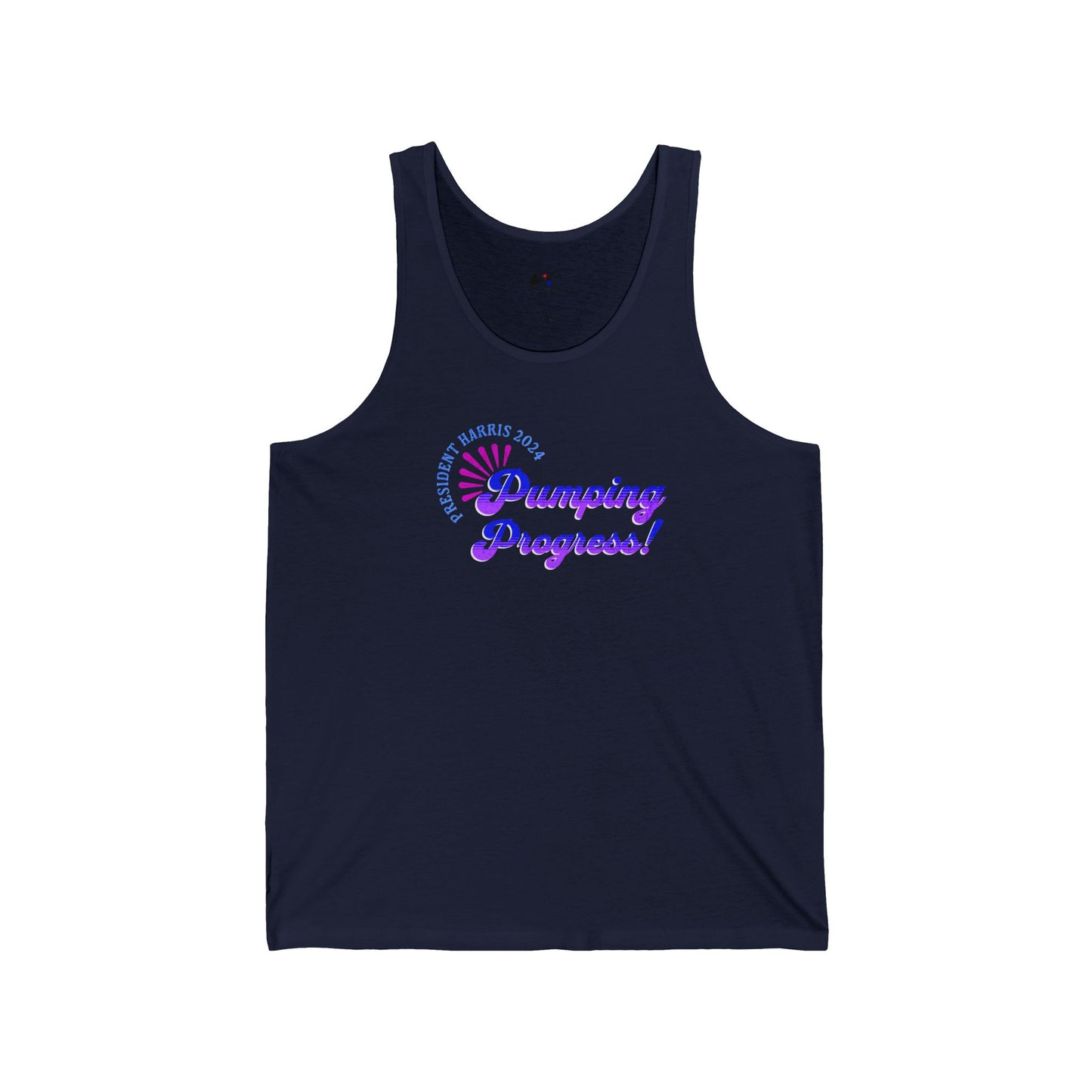 'President Harris 2024. Pumping Progress!' Unisex Jersey Tank.