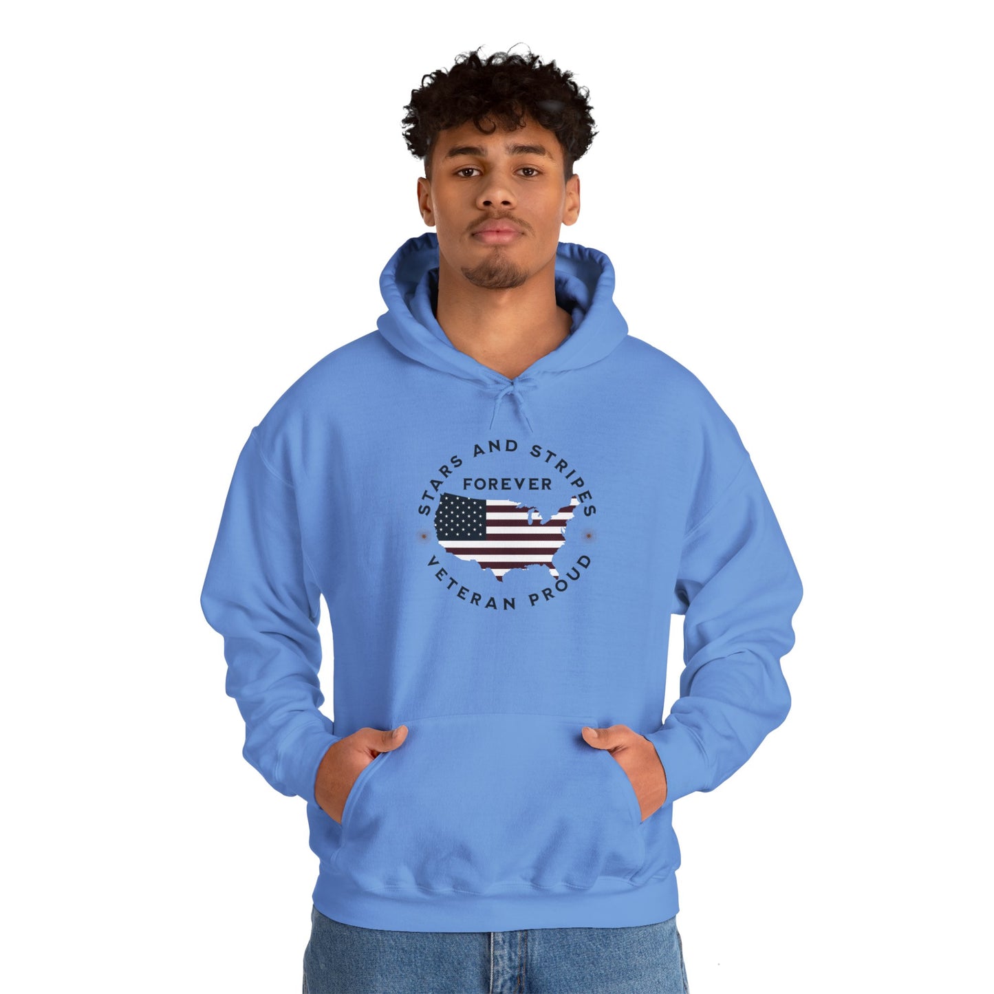 'Stars and Stripes Forever  -Veteran Proud-'  Unisex Heavy Blend™ Hooded Sweatshirt.