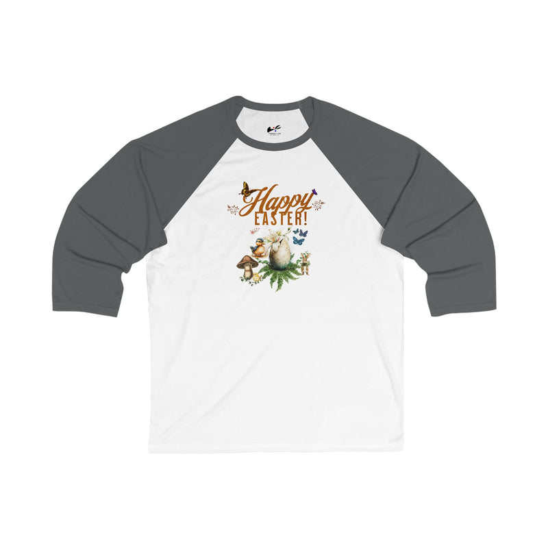 'Happy Easter' Unisex 3\4 Sleeve Baseball Tee.
