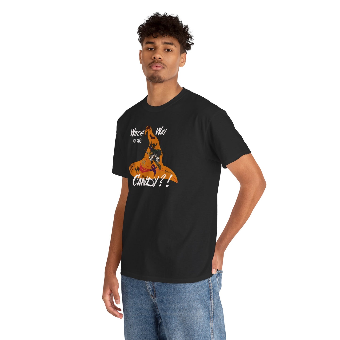 'Witch Way To The Candy?! Unisex Heavy Cotton Tee