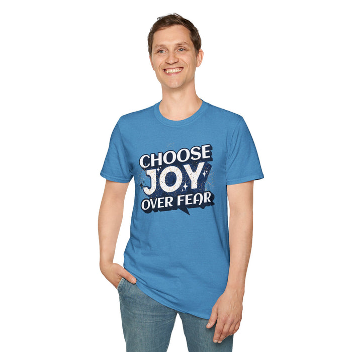 'Choose Joy Over Fear' Unisex Softstyle T-Shirt - Inspirational Graphic Tee for Positivity.