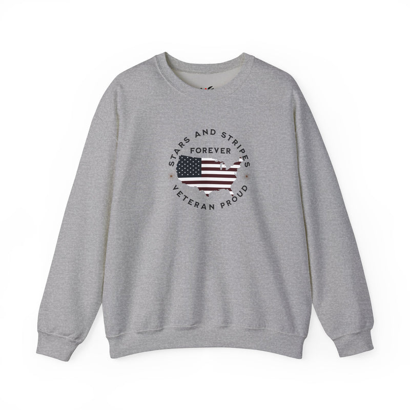 'Stars and Stripes Forever -Veteran Proud-'  Unisex Heavy Blend™ Crewneck Sweatshirt.