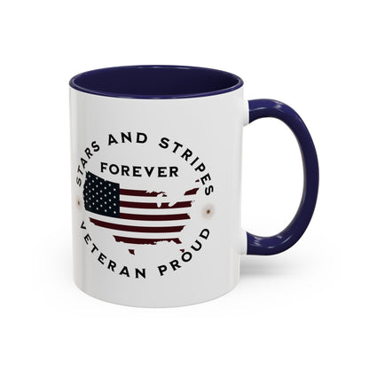 'Stars and Stripes Forever -Veteran Proud-' Accent Coffee Mug, 11oz