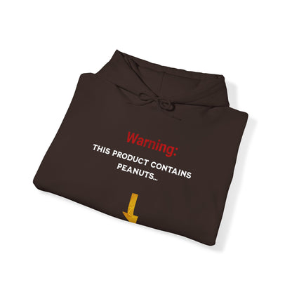 'Warning: This product contains peanuts...' Unisex Heavy Blend™ Hooded Sweatshirt.