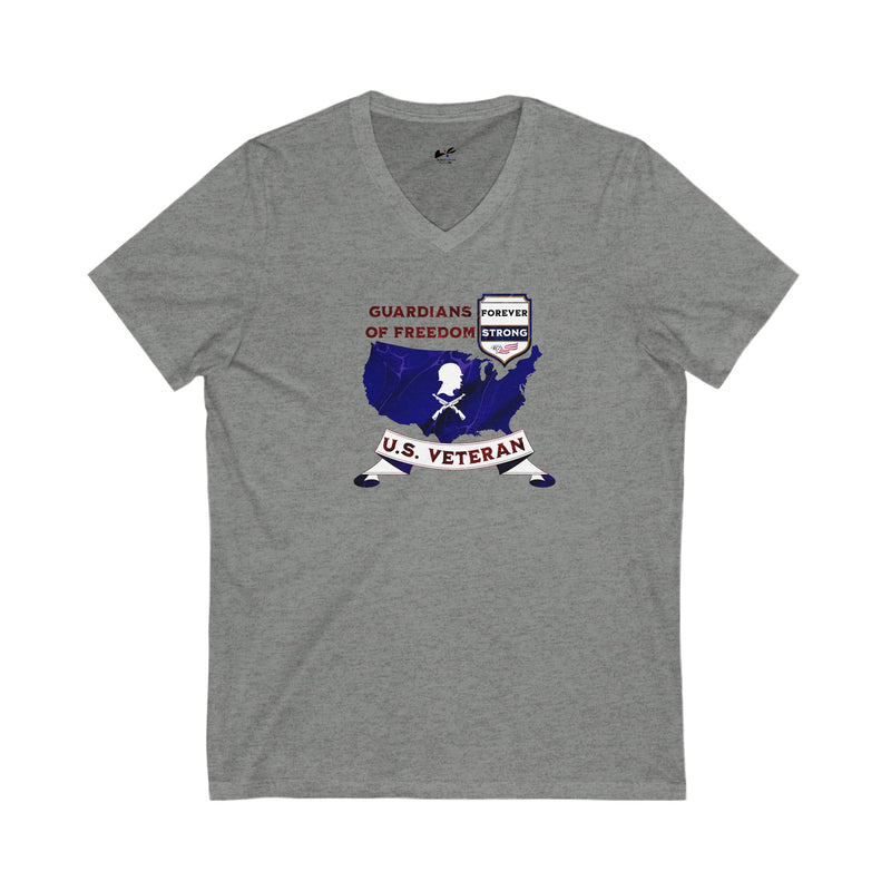 'Guardian Of Freedom, U.S. Veteran -Forever Strong-.' Unisex Jersey Short Sleeve V-Neck Tee.