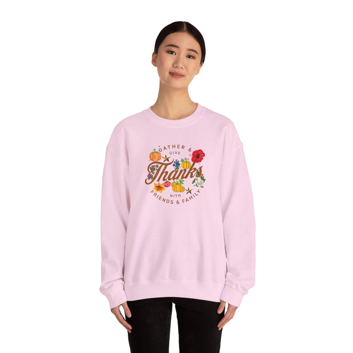 'Gather and Give Thanks with Friends and Family' Unisex Heavy Blend™ Crewneck Sweatshirt.