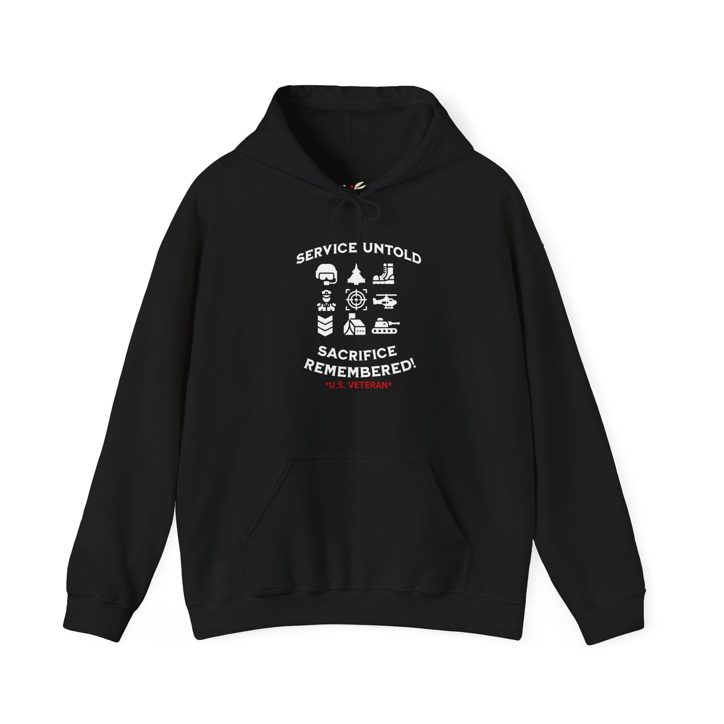 'Service Untold, Sacrificed Remembered -U.S. Veteran-.'Unisex Heavy Blend™ Hooded Sweatshirt.