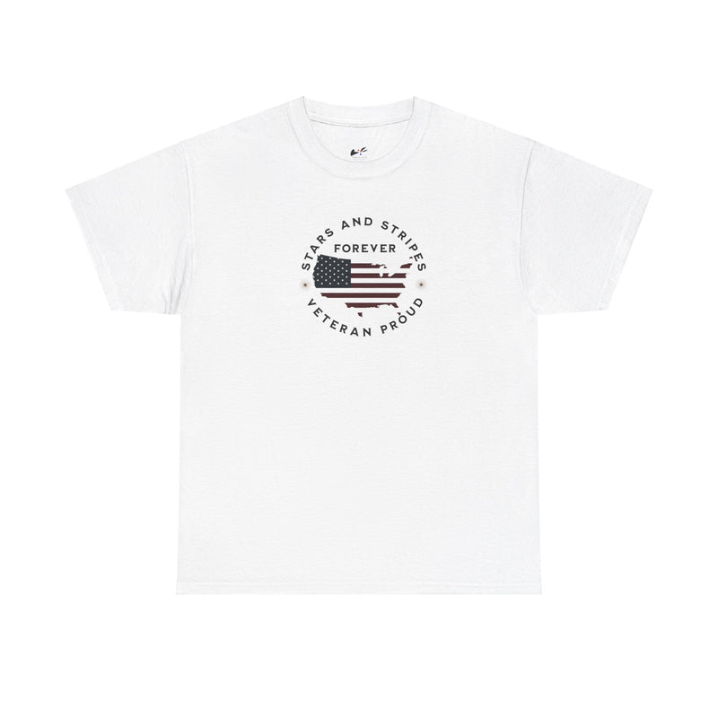 ' Stars and Stripes Forever -Veteran Proud-'. Unisex Heavy Cotton Tee.