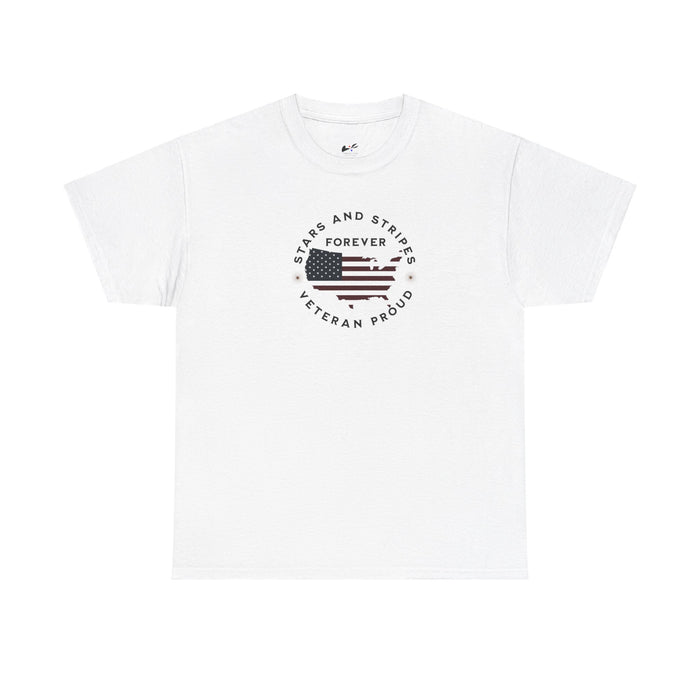 ' Stars and Stripes Forever -Veteran Proud-'. Unisex Heavy Cotton Tee.