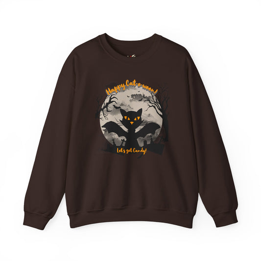 'Happy Cat-o-ween! Let's Get Candy!' Unisex Heavy Blend™ Crewneck Sweatshirt.