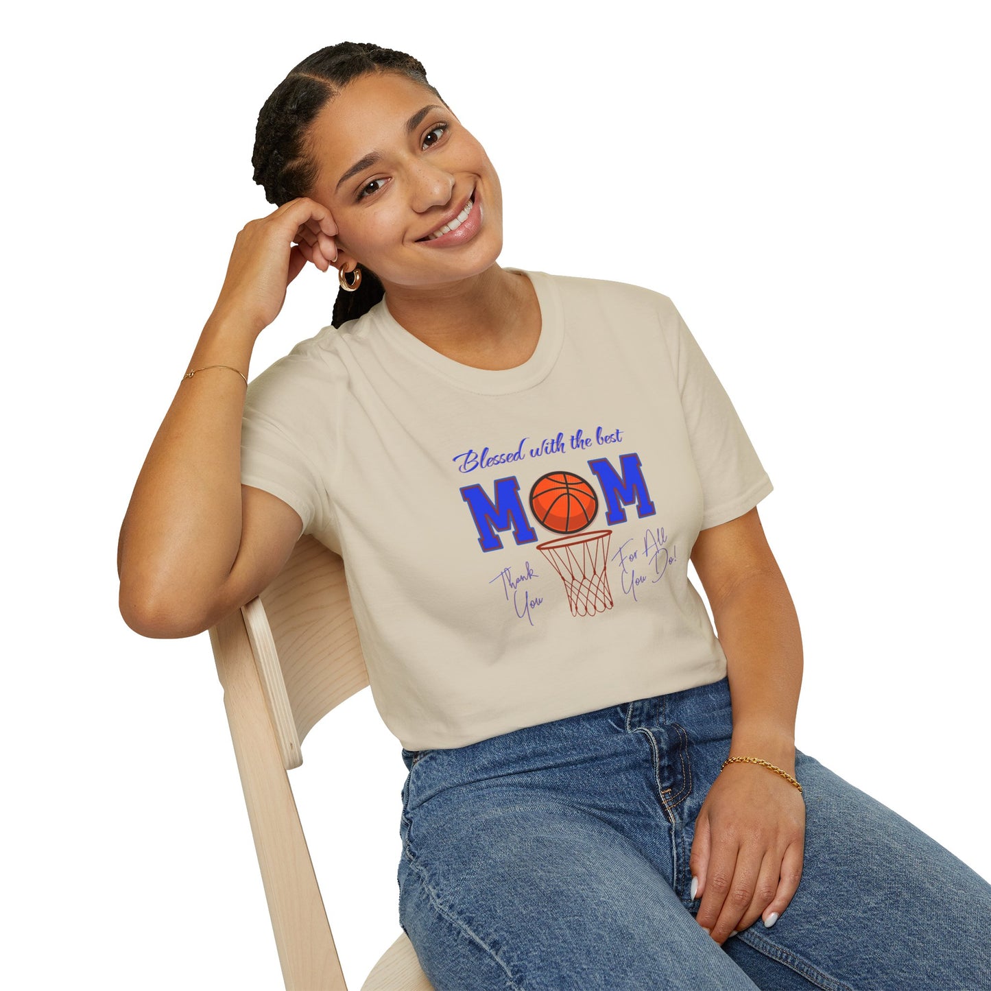 'Blessed with The Best Mom, Thank You For All You Do! Unisex Softstyle T-Shirt.