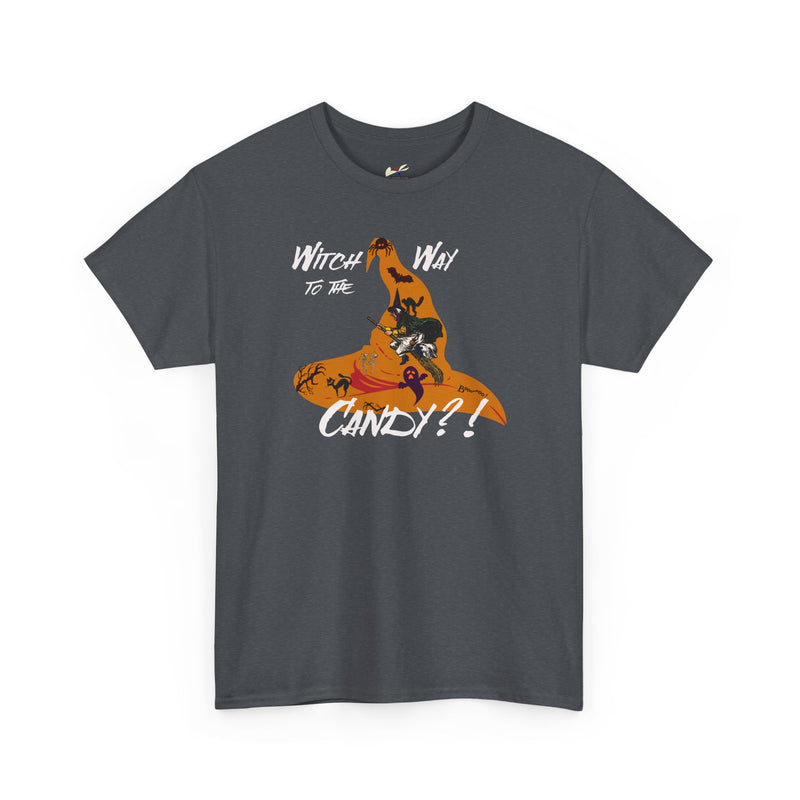 'Witch Way To The Candy?! Unisex Heavy Cotton Tee