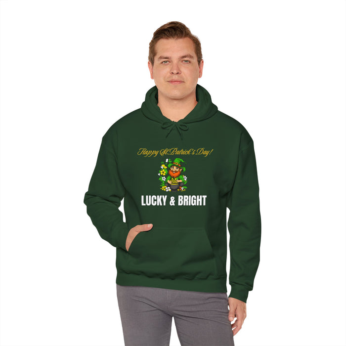 'Happy St. Patrick's Day! Lucky & Bright' Unisex Heavy Blend™ Hooded Sweatshirt.