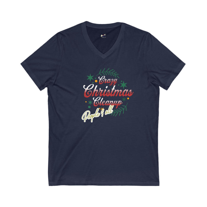 'Crazy Christmas Cleanup-People & All' Unisex Jersey Short Sleeve V-Neck Tee.