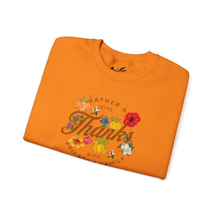 'Gather and Give Thanks with Friends and Family' Unisex Heavy Blend™ Crewneck Sweatshirt.