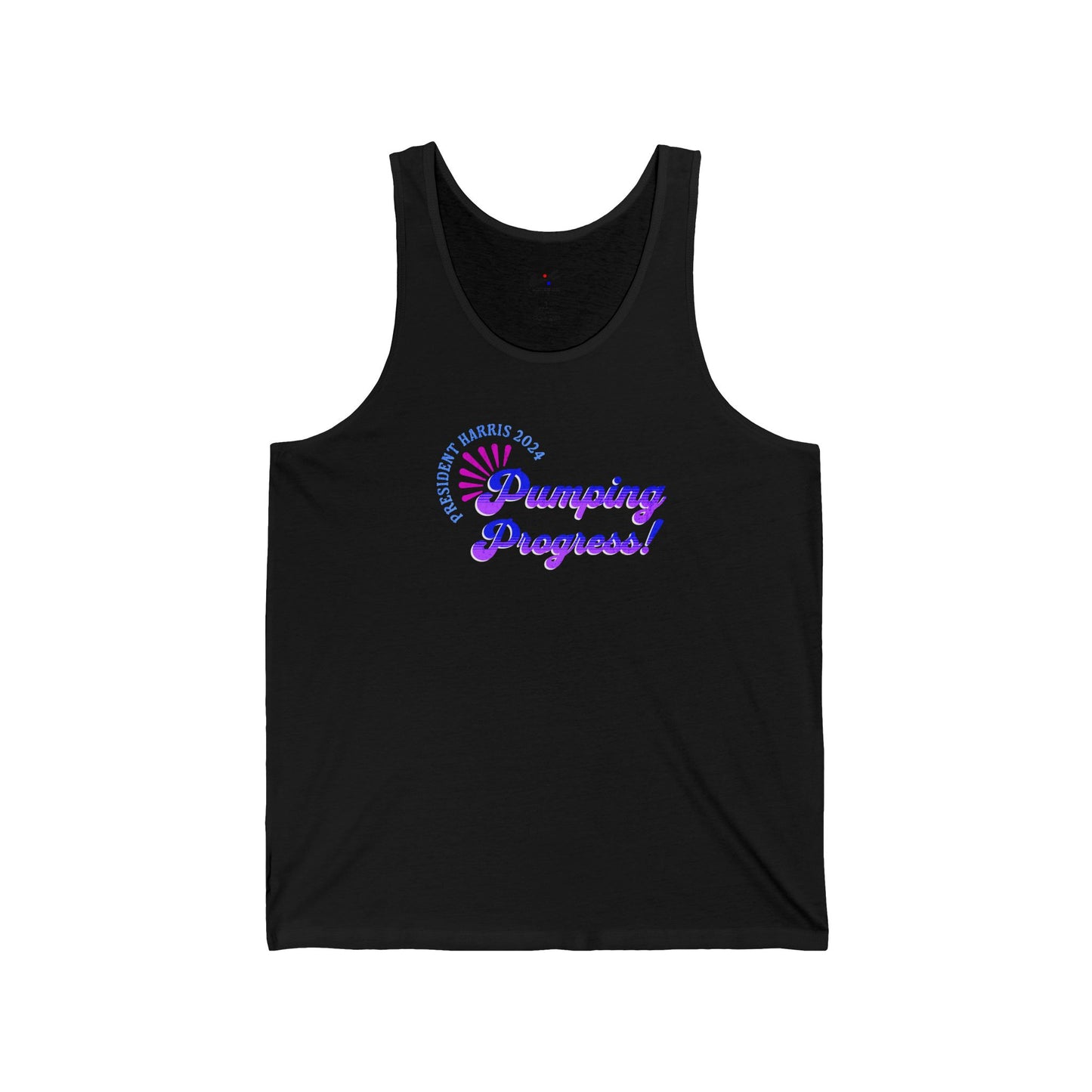 'President Harris 2024. Pumping Progress!' Unisex Jersey Tank.