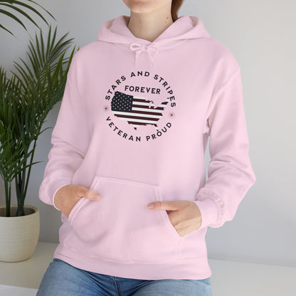 'Stars and Stripes Forever  -Veteran Proud-'  Unisex Heavy Blend™ Hooded Sweatshirt.