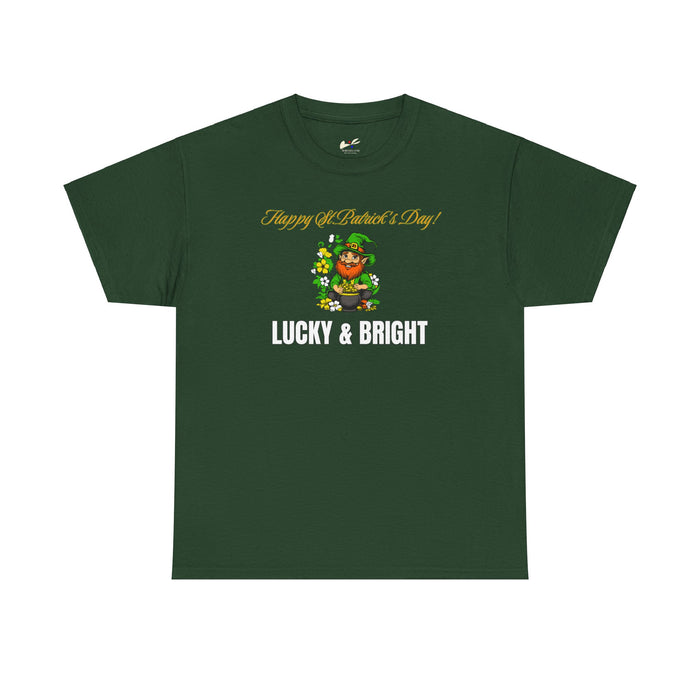 'Happy St. Patrick's Day! Lucky & Bright' Unisex Heavy Cotton Tee.